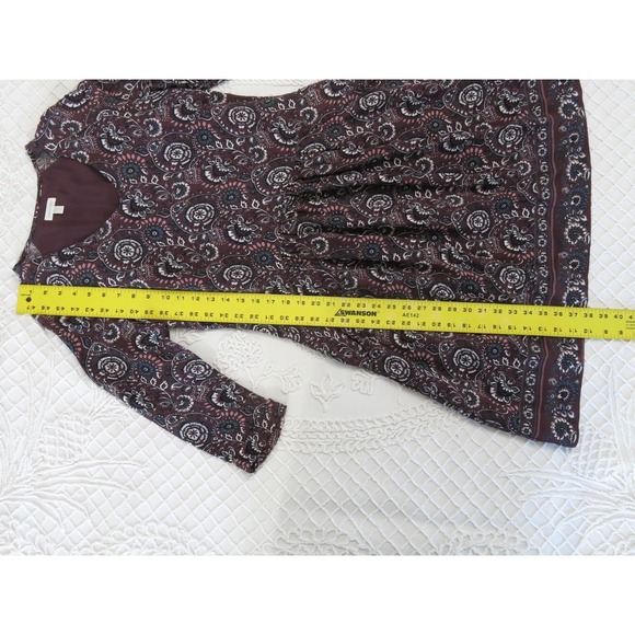 Garnet Hill Paisley Boho Dress 8 V-Neck Pocket-Detail Brown Flowy Hippie - Picture 5 of 9